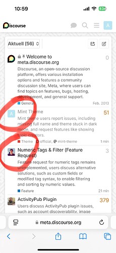 Image: This image shows a screenshot of the meta.discourse.org forum on a Mac with multiple forum topics displayed, including sections on themes, numeric tags, and plugins. (Beschriftet durch KI) (1179×2556 172 KB)