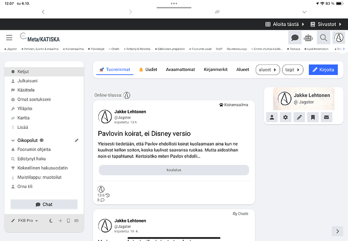 Image: A screenshot of a website with text in Finnish, showing a personal profile page with the name "Jakke Lehtonen" and a picture of a cat.  (Captioned by AI) (2360×1640 376 KB)