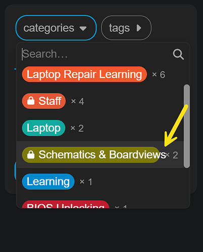 Image: The image shows a computer screen displaying a list of tags and categories, including "Laptop Repair Learning" and "Staff" with associated counts. (Captioned by AI) (507×630 27.9 KB)