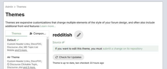 Image: The image shows a settings page for choosing themes and editing forums, mentioning options like Custom Header Links and Discourse Jitsi. (Captioned by AI) (1050×435 40.6 KB)