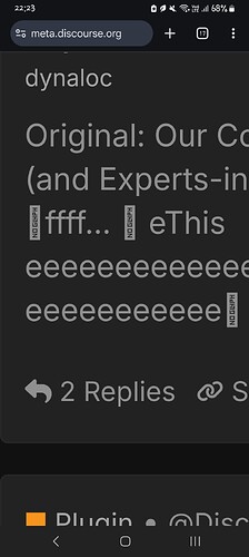 Image: The image shows a screenshot of a webpage titled "dynaloq," featuring partial, corrupted text: "Original: Our Co (and Experts-in eThis eeeeeeeeeeee eeeeeeee eeeeeeee" with an indicator of two replies. (Captioned by AI) (1080×2408 156 KB)