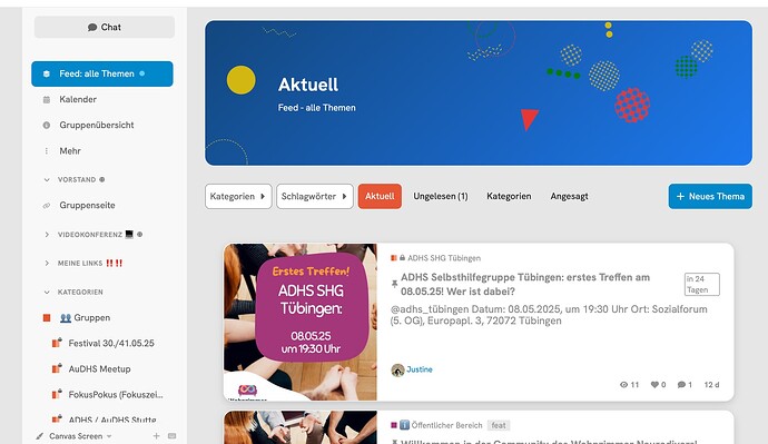 Image: This image displays a Mac interface for a group chat discussing upcoming meetings, with "Erstes Treffen am 08.05.25" highlighted and a calendar on the left side. (Beschriftet durch KI) (1920×1111 109 KB)