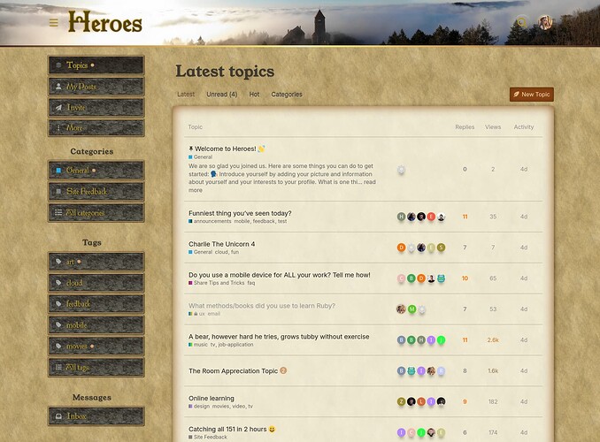 Image: The image is a screenshot of a forum interface titled "Hheroes" featuring various topics and categories on the left and a list of latest topics with their details like replies and views. (Captioned by AI) (1692×1247 188 KB)